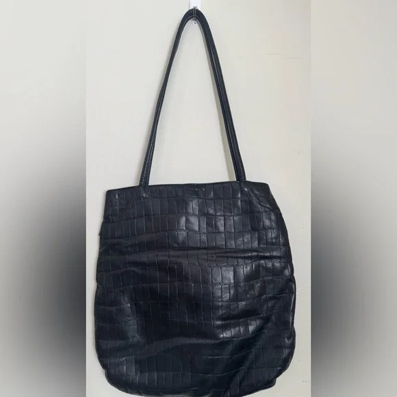 Falor Le Borse black croc-embossed leather bag. Made in Italy - Picture 3 of 9